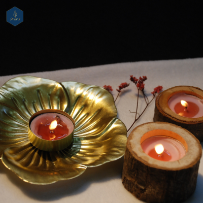  Đế 1 tealight lá vàng L