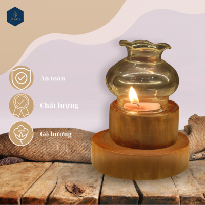 Đế nến tealight + chụp thủy tinh 