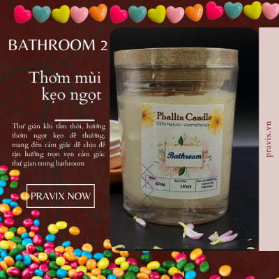 Nến Thơm BATHROOM 2 60ml -  mùi hương kẹo ngọt,  thư giãn khi tắm sau một ngày làm việc.