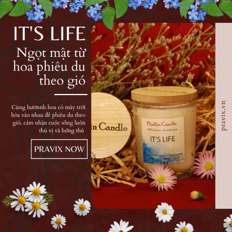 Nến Thơm IT'S LIFE 120ml - hương biển cả xanh mát, giúp thư giãn, hỗ trợ giấc ngủ 